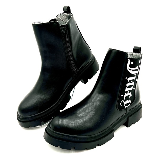 🏙️ Juicy Couture Ankle Boots Round Toe Zipper Diamond Logo - Picture 2 of 12